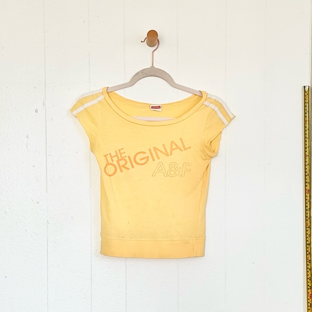 Y2K VINTAGE Abercrombie & Fitch Yellow Baby Tee S Ultra Rare